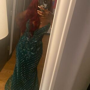 Elegant Green Beaded Gown